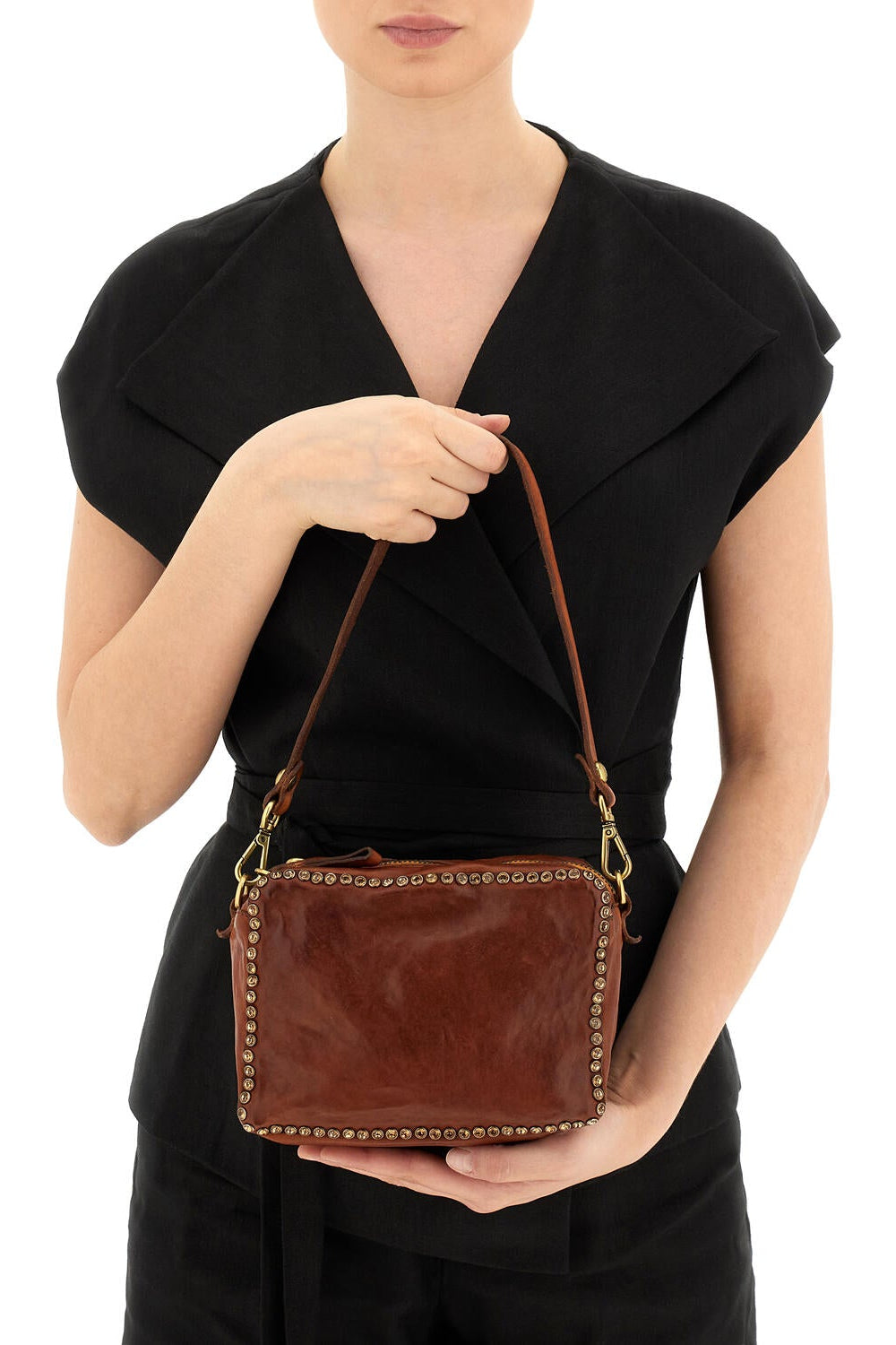 Kate Bowling taske, small - Cognac/Honey Rhinestone